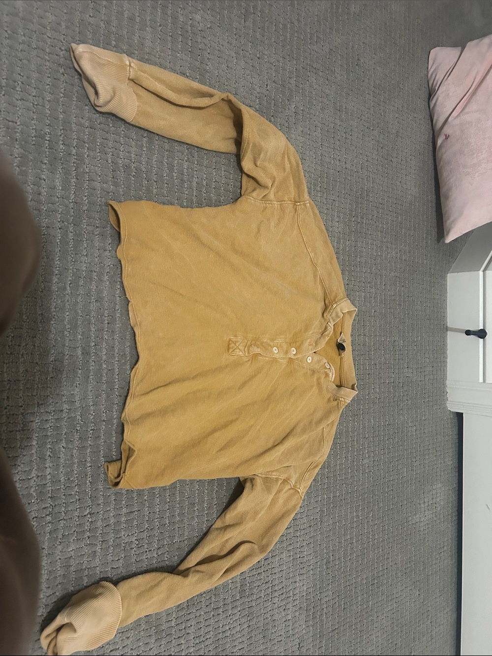 Women's Mustard Long-Sleeve Henley Top